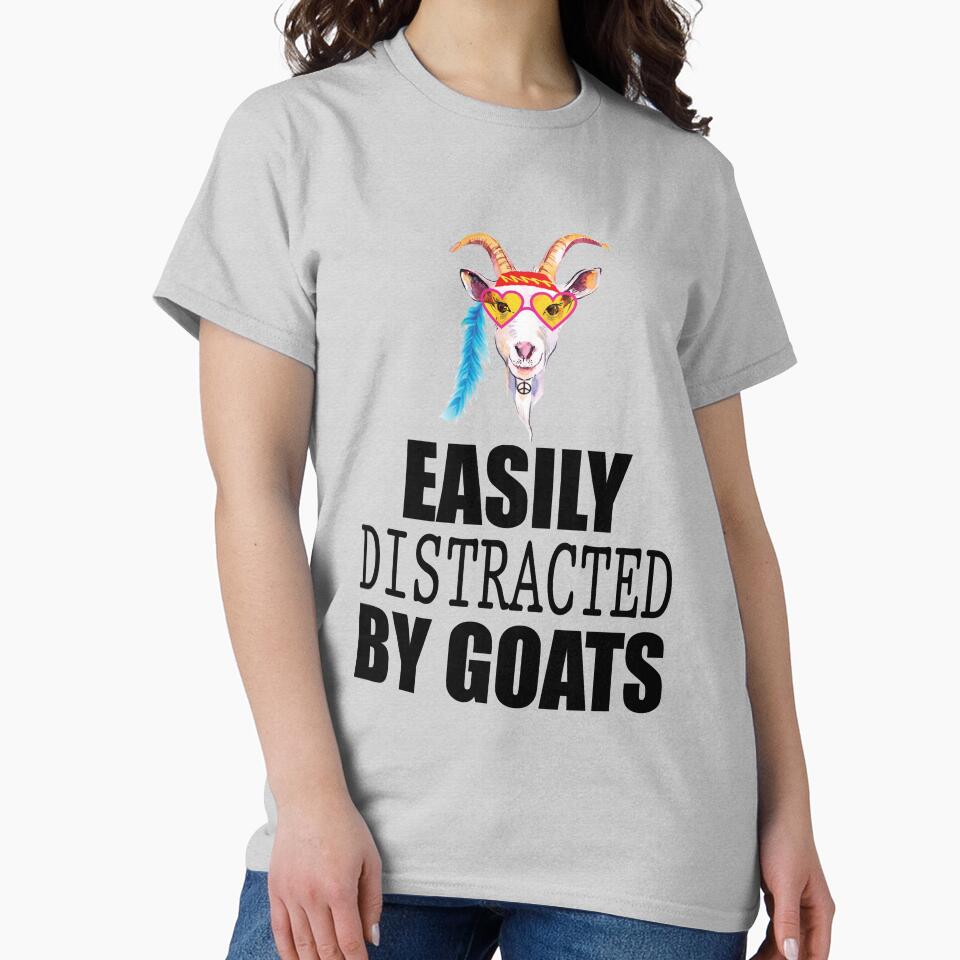 Easily distracted by goats funny t-shirt. Best gift for men and women love goat and christmas by Titmit