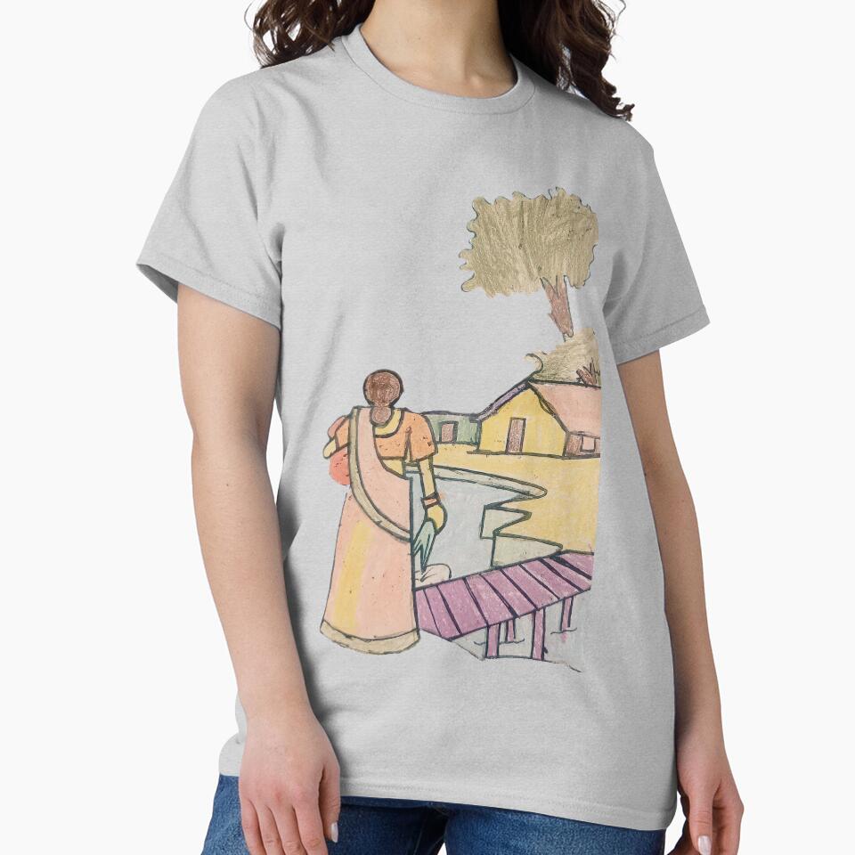 Village Dreams: A Child's Rural India Sketch by Prachodayat Artworks