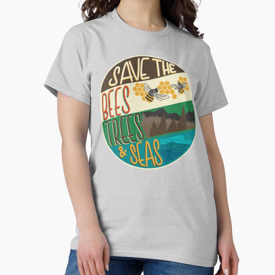 Save The Bees, Trees & Seas | Round Retro Image by CarlosAlberto