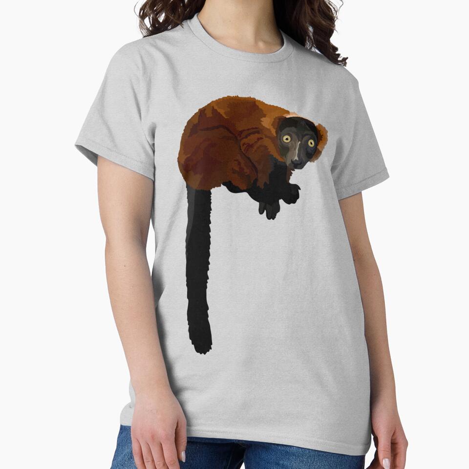 R is for Red Ruffed Lemur,Red Ruffed Lemur Artwork – Vibrant Primate Illustration and Madagascar Wildlife Design by PrettylittlepastelUk