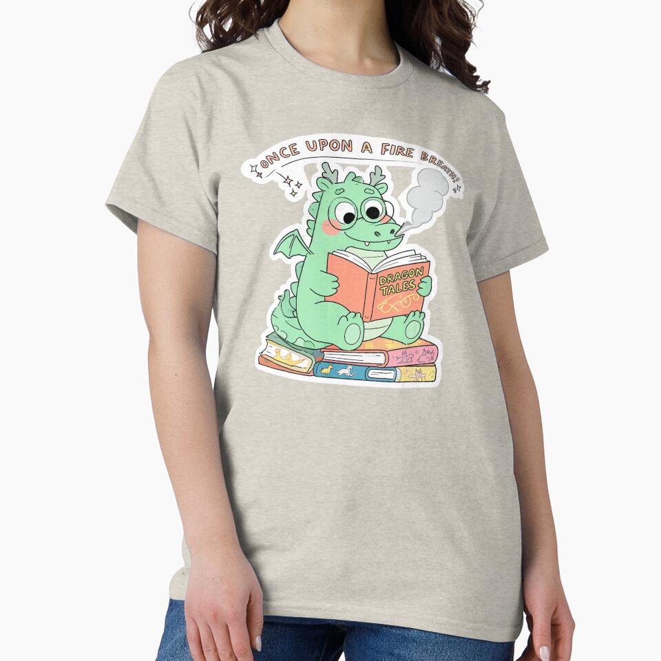 Once Upon a Fire Breath: Cute Bookworm Dragon Sticker & Cozy Library Fantasy Art by Yasmine Mohammed