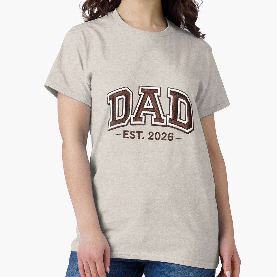 Dad EST. 2026 Varsity Embroidery Style Typography | New Dad Gift | Father’s Day Design by  Mirai_Art