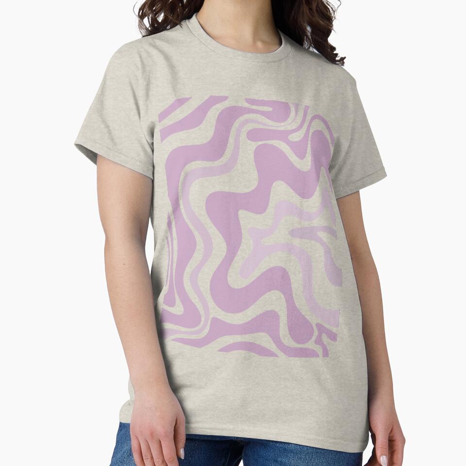 Retro Liquid Swirl Abstract Pattern in Lavender and Cream by kierkegaard