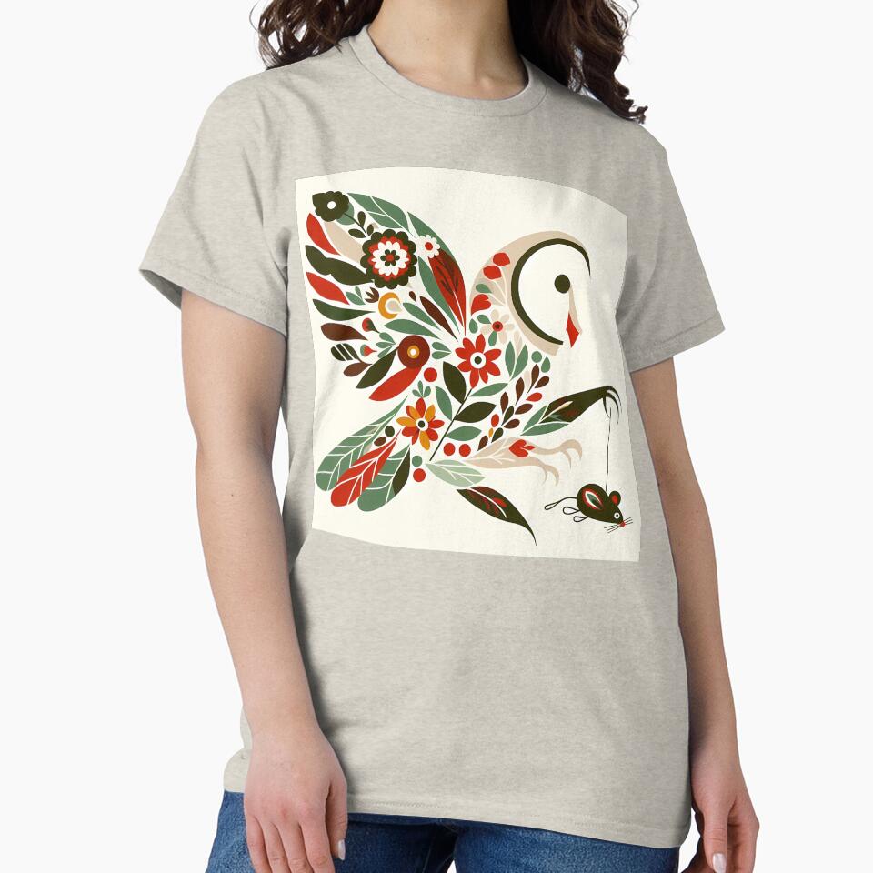 Cute Owl with Its Catch - Scandinavian Folk Art by heidiannemorris © by FOLK ART FUSION by heidiannemorris