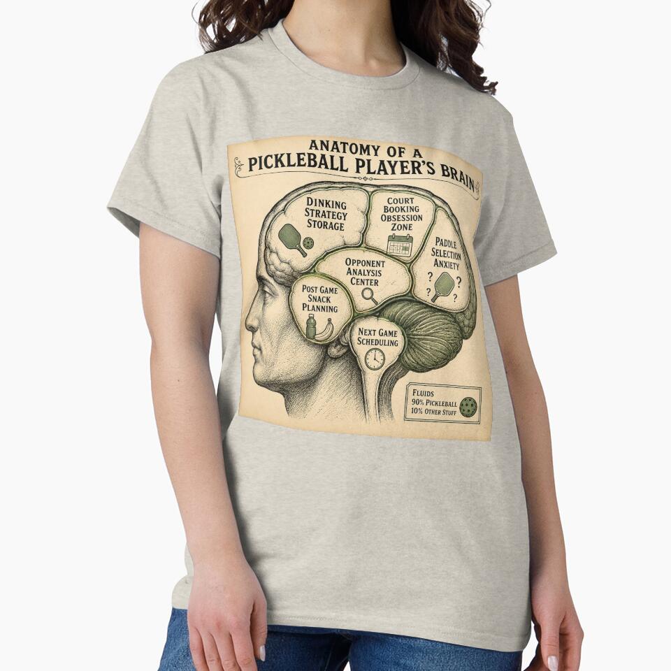 Pickleball Player Brain Scan – Funny Vintage Anatomy Humor Art | Pickleball Gift by irfanshikh