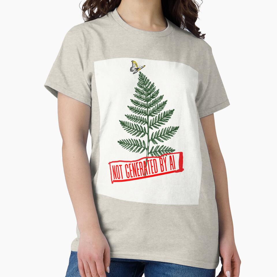 Not Generated By AI Fern and Butterfly Botanical Art by DesignVaultLab