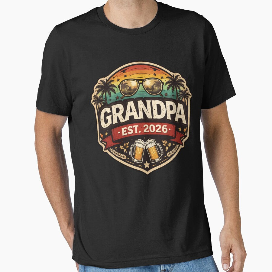Grandpa EST 2026 Shirt – New Grandpa Gift 2026, First Time Grandpa, Baby Announcement Grandpa Tee by TKOprintdesigns
