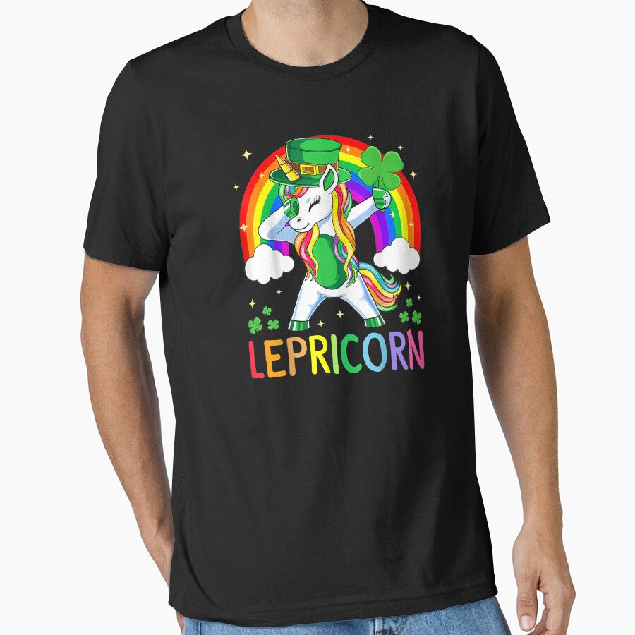 Lepricorn Unicorn St Patricks Day T-Shirt Kids Girls Lucky T-Shirt by Bright-Marque