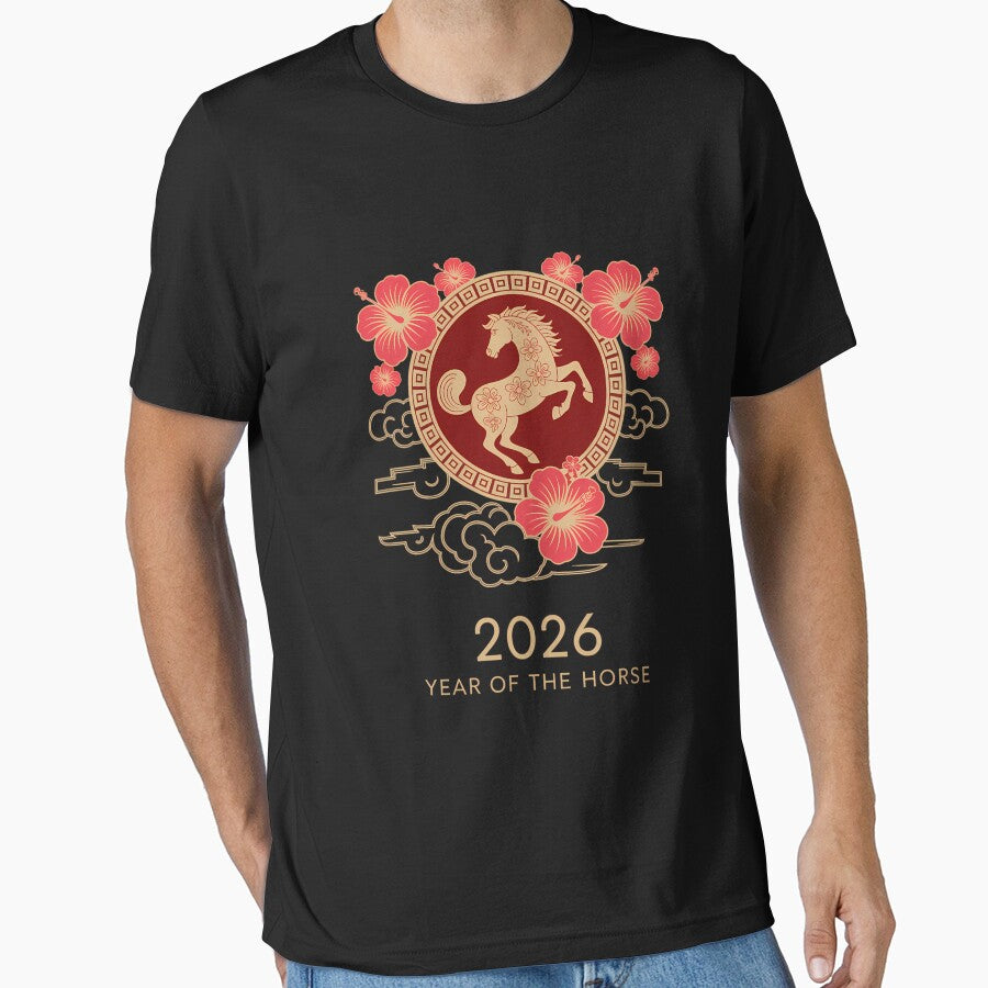 Happy Chinese New Year Art 2026 Oval Year of The Horse by ValerieRodrigue