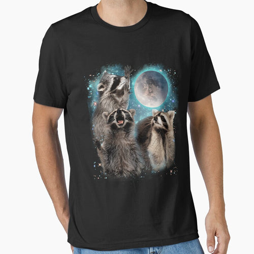 3 Racoon Moon Howling Raccoon Head Funny by Caleollier