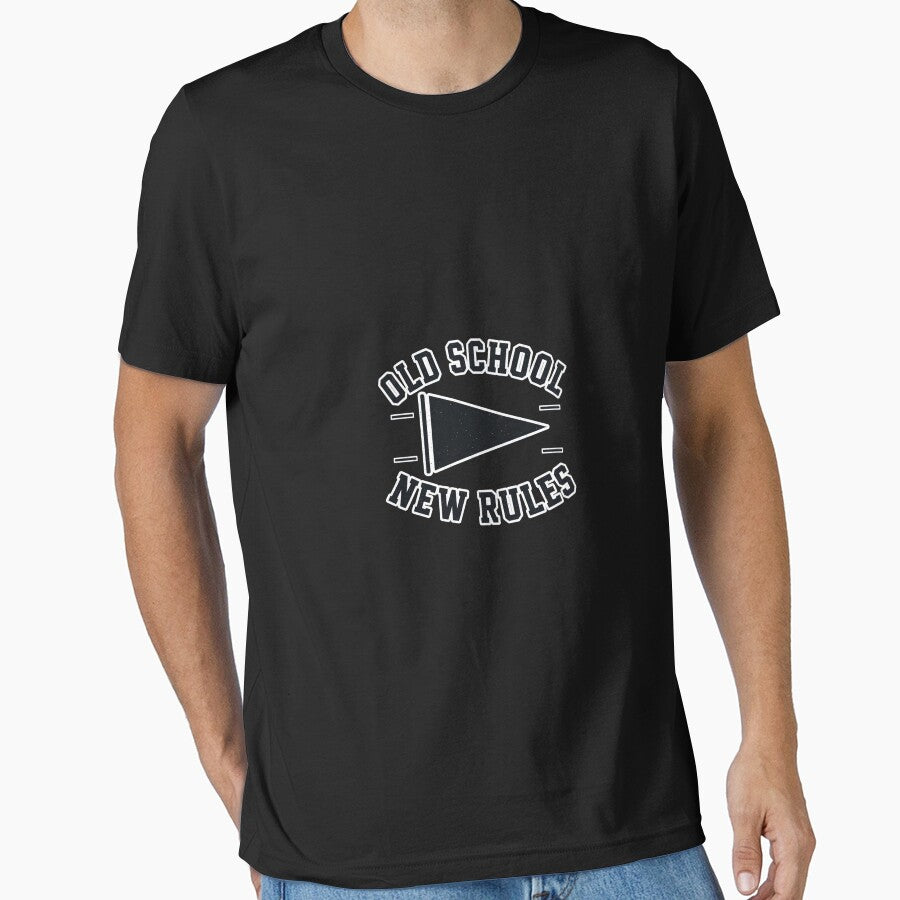 Old School New Rules Vintage Collegiate Banner Tee by Merchifyme2000