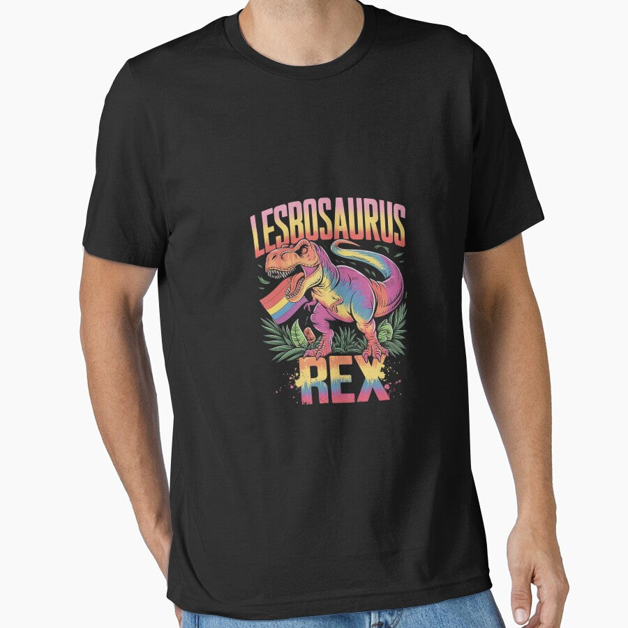 Lesbosaurus Rex Dinosaur Rainbow Flag Tie Dye Lesbian Pride by AquaKiev