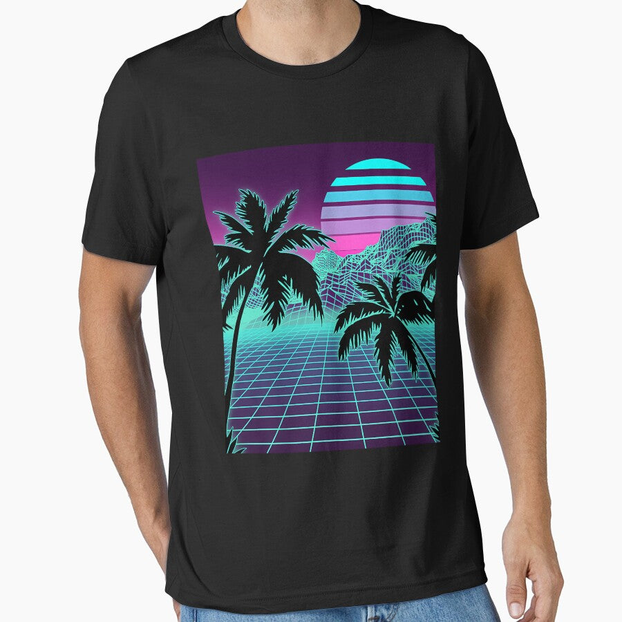 Retro 80S Vaporwave Sunset Sunrise With Outrun Style Grid Print by CarmenLemmons