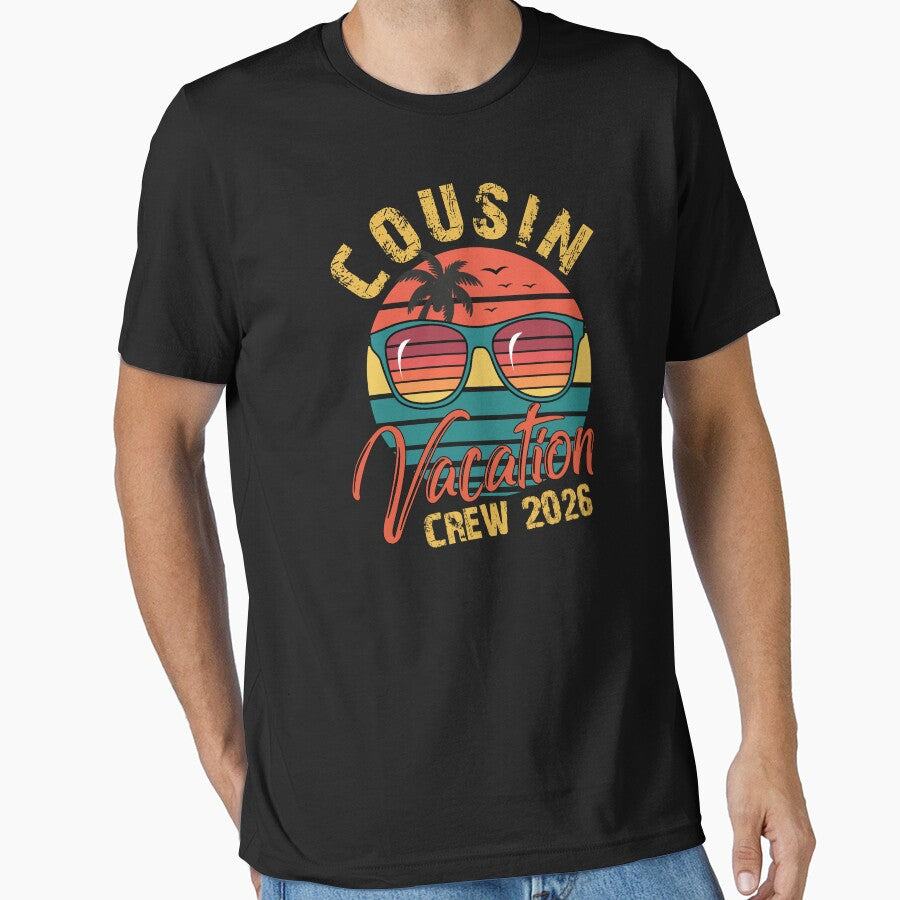 Cousin Vacation Crew 2026 Beach Sunset T-Shirt | Family Trip Matching Travel Shirt by PixelWaveBD