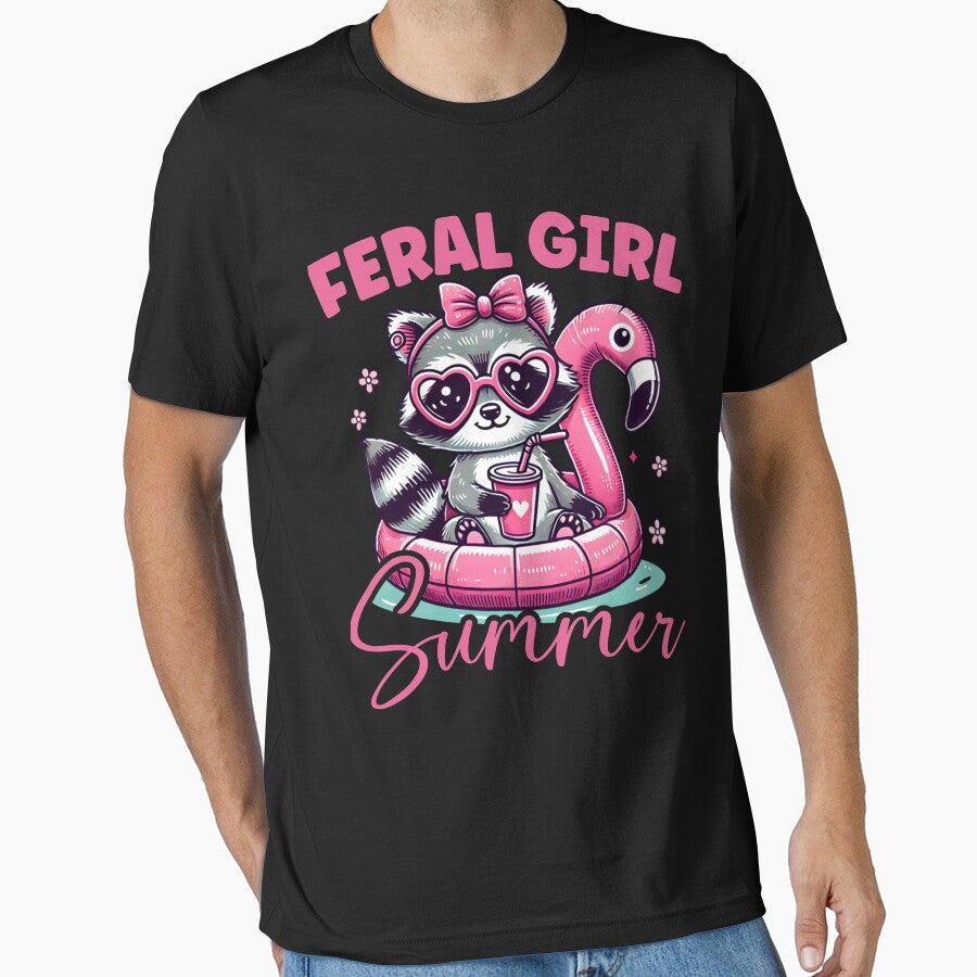 Feral Girl Summer Raccoon Summer Vacation Funny Meme by ohmier