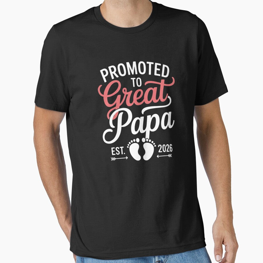 Promoted To Great Papa Est 2026 New Grandfather Gift by CORJIDOG-ART