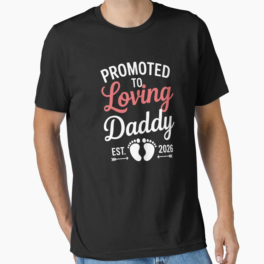Promoted To Loving Daddy Est 2026 New Dad Pregnancy Announcement by CORJIDOG-ART