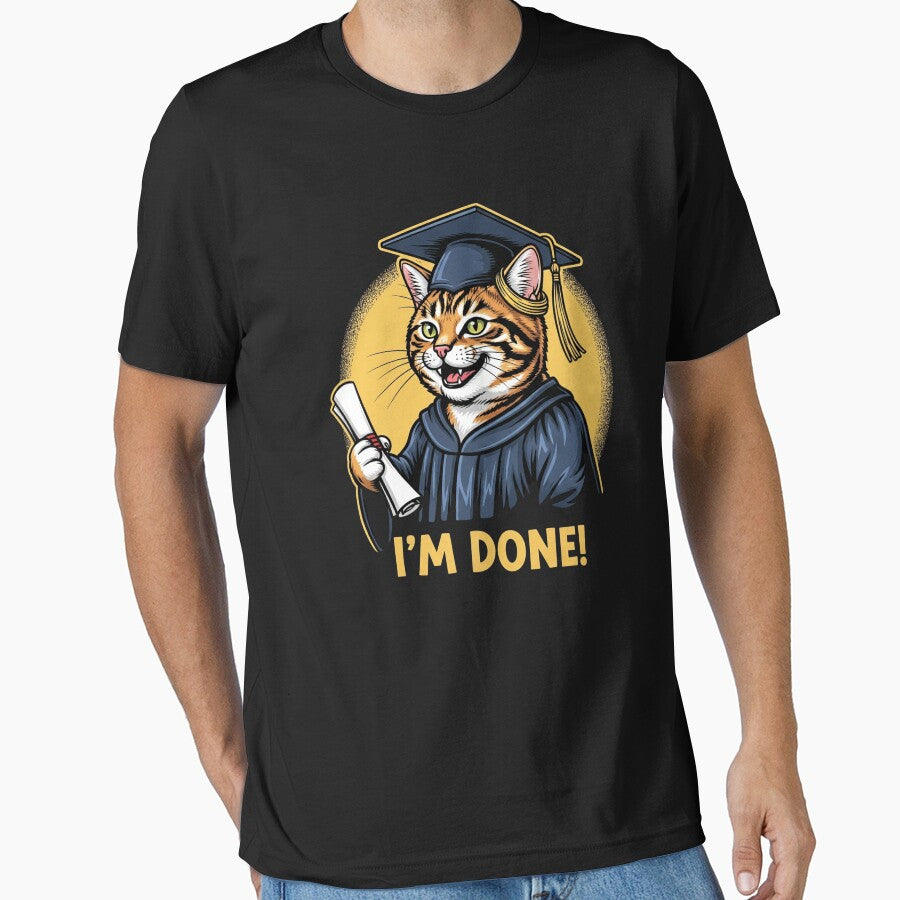 I am done cat officially graduated t-shirt by TheHappyHaul