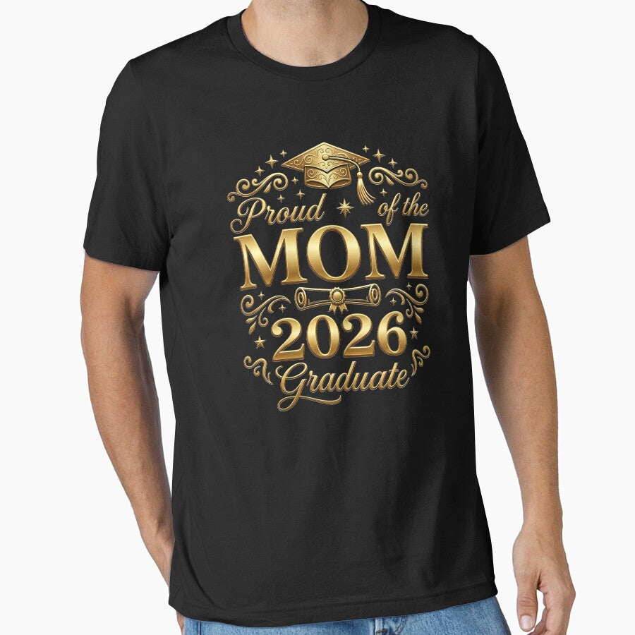 Luxury Proud Mom of the 2026 Graduate Gold Typography Elegant Graduation Design by Verycutethings