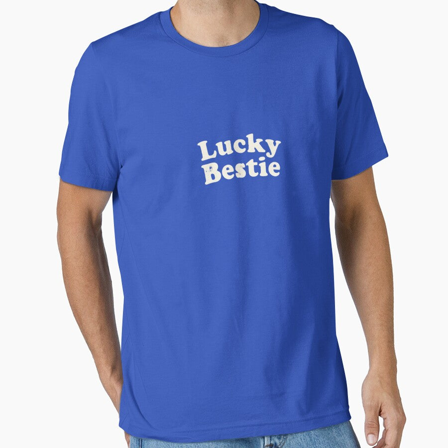 Lucky Bestie Minimalist Cream Text Aesthetic by Lirendesigns