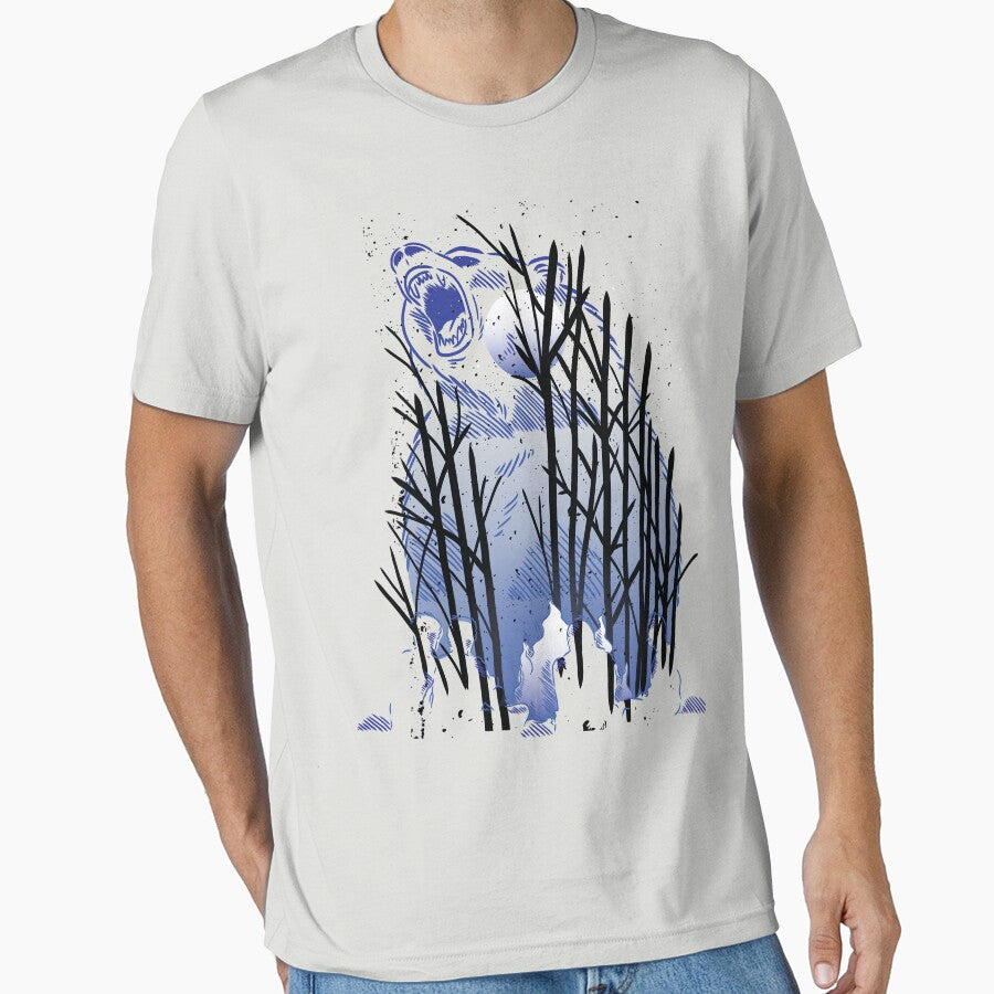 Camping Under the Moon Bear Design | Night Adventure Nature Art by Mido tee art shop