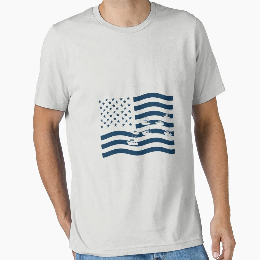 Fishing Fleet American Flag - Nautical Patriot Tee by Merchifyme2000