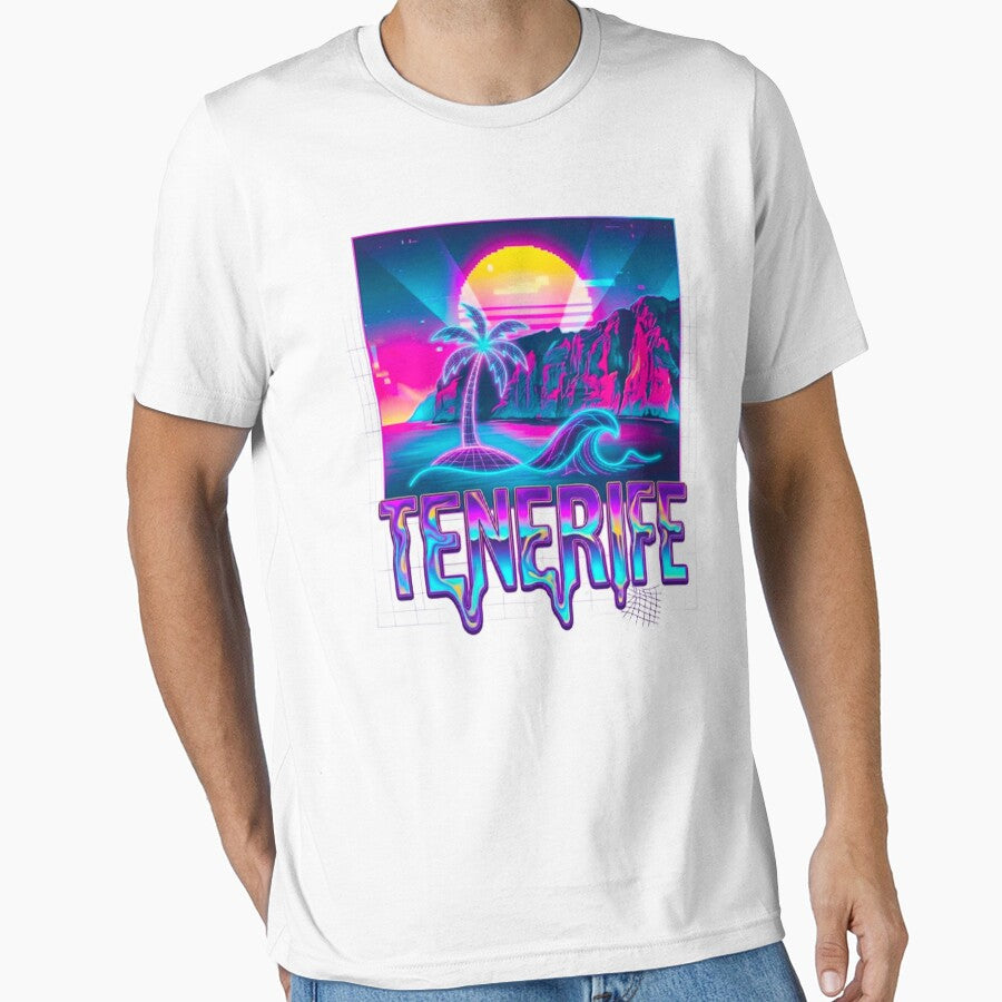 Tenerife Synthwave Retro 80s Sunset Palm Tree Vaporwave Art by MT-Hub | Art for Every Soul