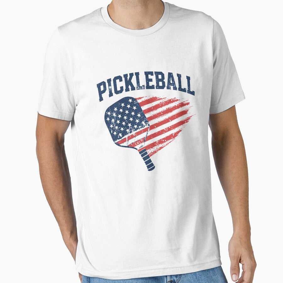 Funny Pickleball Paddle American Flag Patriotic Sports Vintage Distressed by CF_VintageDesign