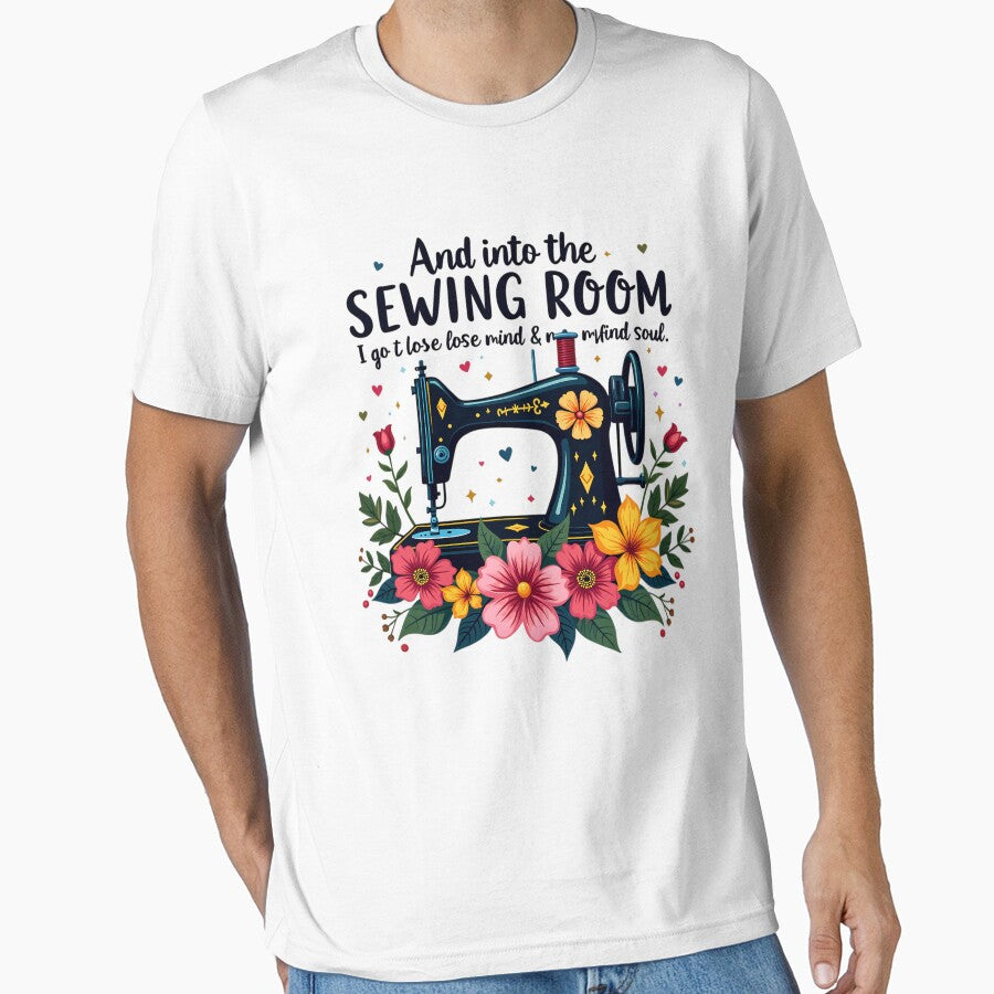 The sewing machine is in the center of the image and is surrounded by colorful flowers, leaves, and needles by vamskul
