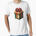 Cute Pixel Christmas Gift Box with Gold Ribbon by BankMano