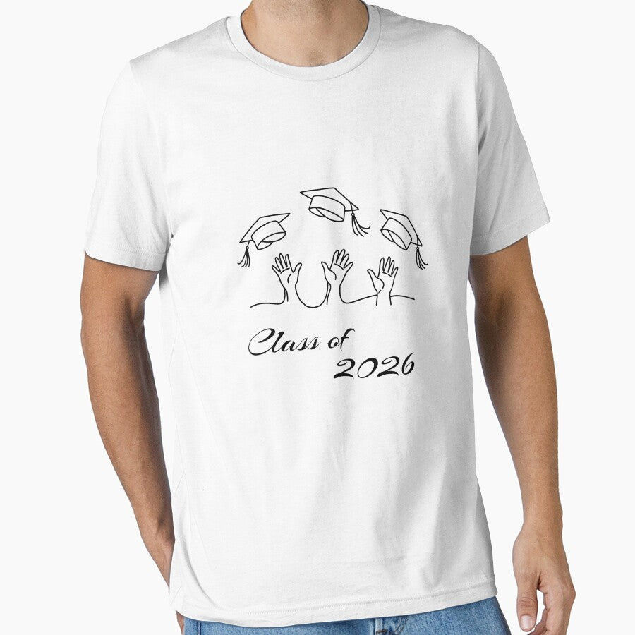 Class of 2026 T-Shirt – Minimal Graduation Caps Toss Line Art Senior Shirt by FestivityFinds