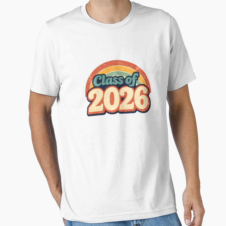 Class of 2026 Retro Rainbow T-Shirt – Vintage Graduation Groovy Design by FestivityFinds