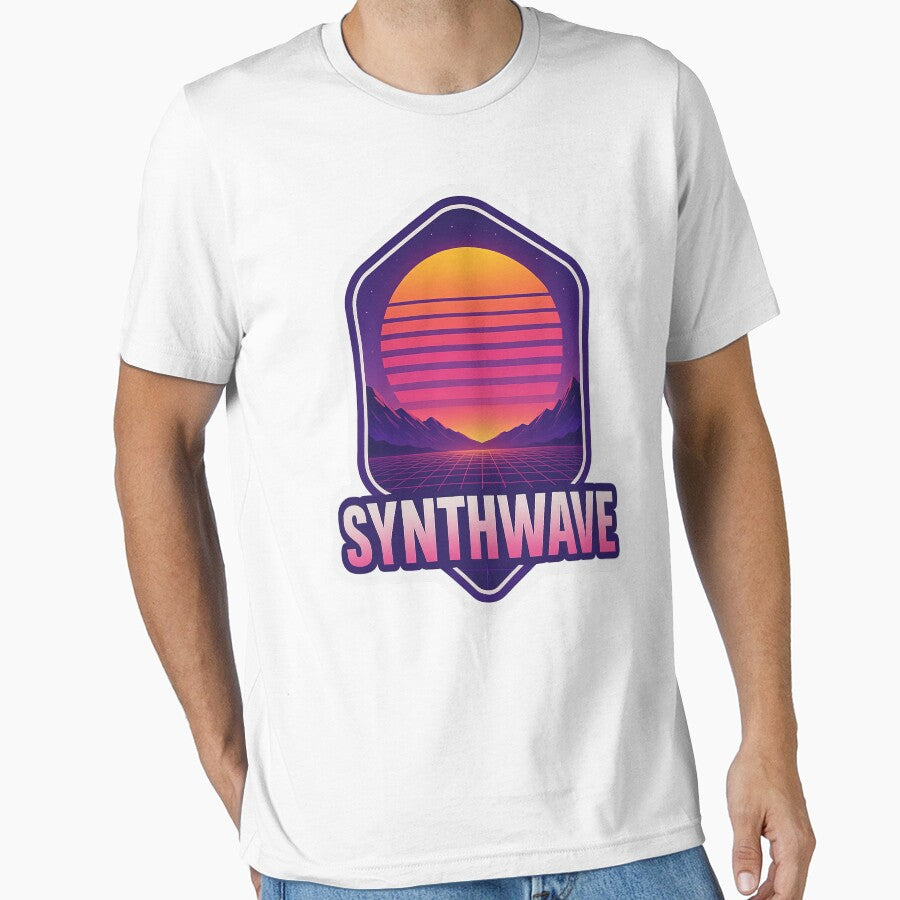 Synthwave Sunset – Retro Aesthetic Sticker by Krystian Zielinski