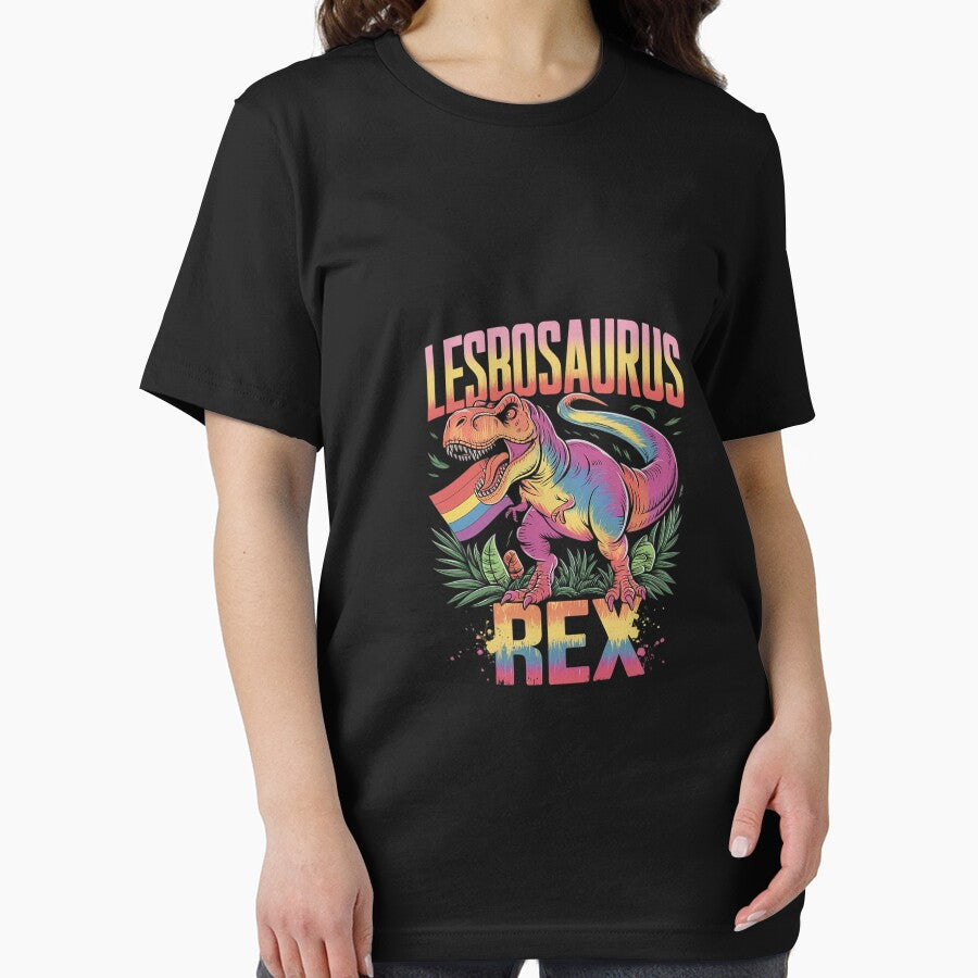 Lesbosaurus Rex Dinosaur Rainbow Flag Tie Dye Lesbian Pride by AquaKiev
