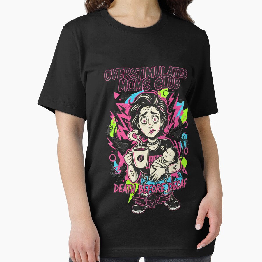 Overstimulated Moms Club Death Before Decaf Coffee Mom by InkRebelprint