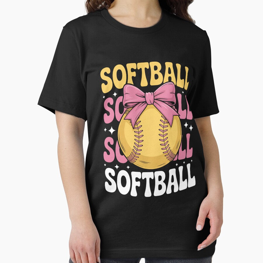 Groovy Softball Coquette Bow by StephenDDArt