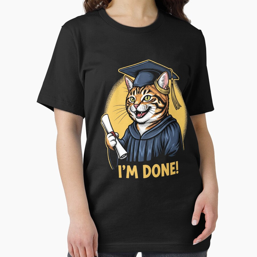 I am done cat officially graduated t-shirt by TheHappyHaul