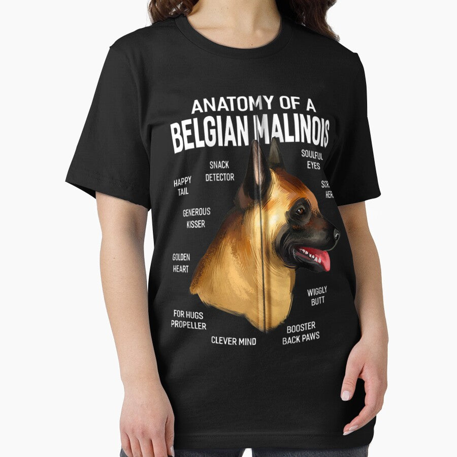 Dogs 365 Anatomy of a Belgian Malinois Dog Funny Gift Zip Hoodie by augetjalegrei