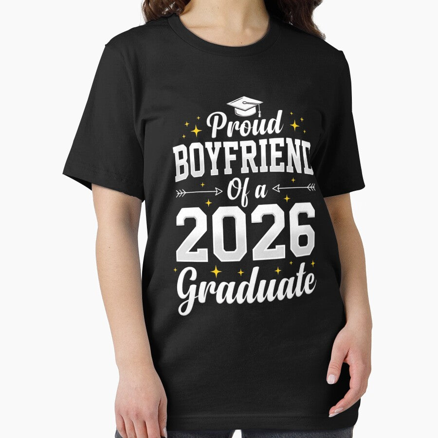 Proud Boyfriend Of A 2026 Graduate T-Shirt, Class of 2026 Graduation Gift, Supportive Partner Graphic Tee by HB ART