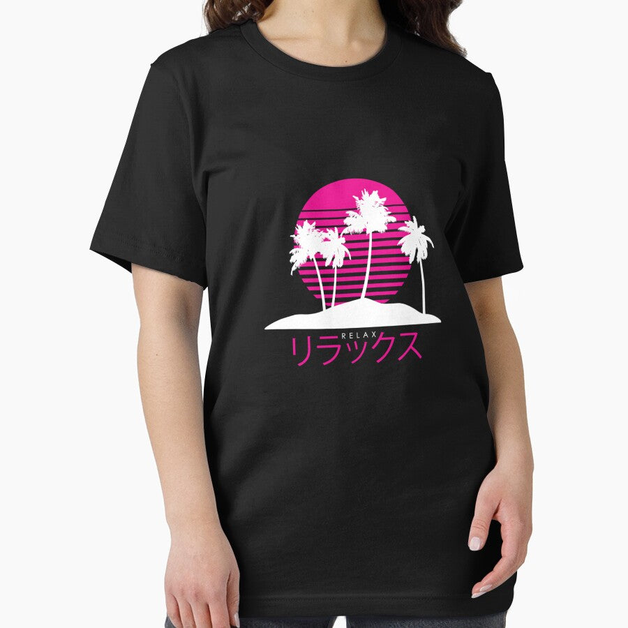 Vaporwave Aesthetic Relax Pastel Island Sunset Grid Harajuku 80s 90s Fashion Classic T-Shirt by DavidKugler