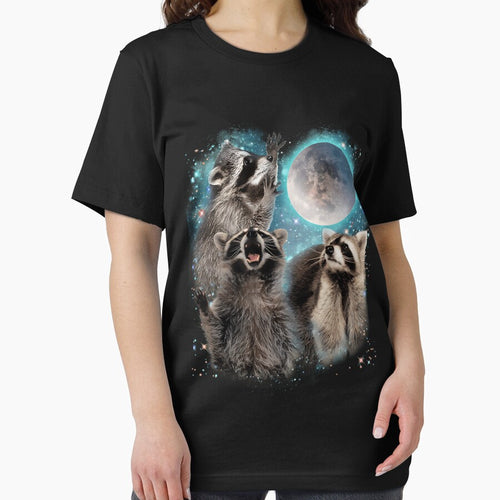 3 Racoon Moon Howling Raccoon Head Funny by Caleollier