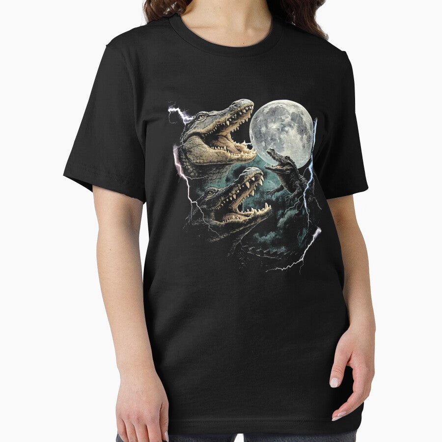 Three Weirdcore Crocodile At Moon 90s by krystalRomanart