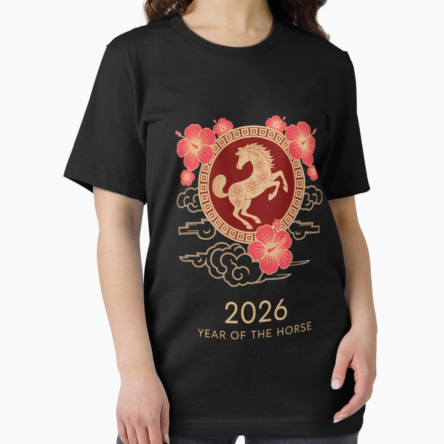 Happy Chinese New Year Art 2026 Oval Year of The Horse by ValerieRodrigue