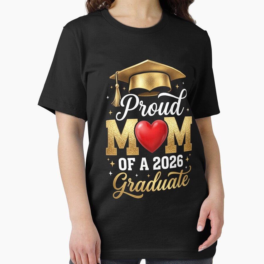 Proud Mom of 2026 Graduate Gold Foil Shirt by SofenArt