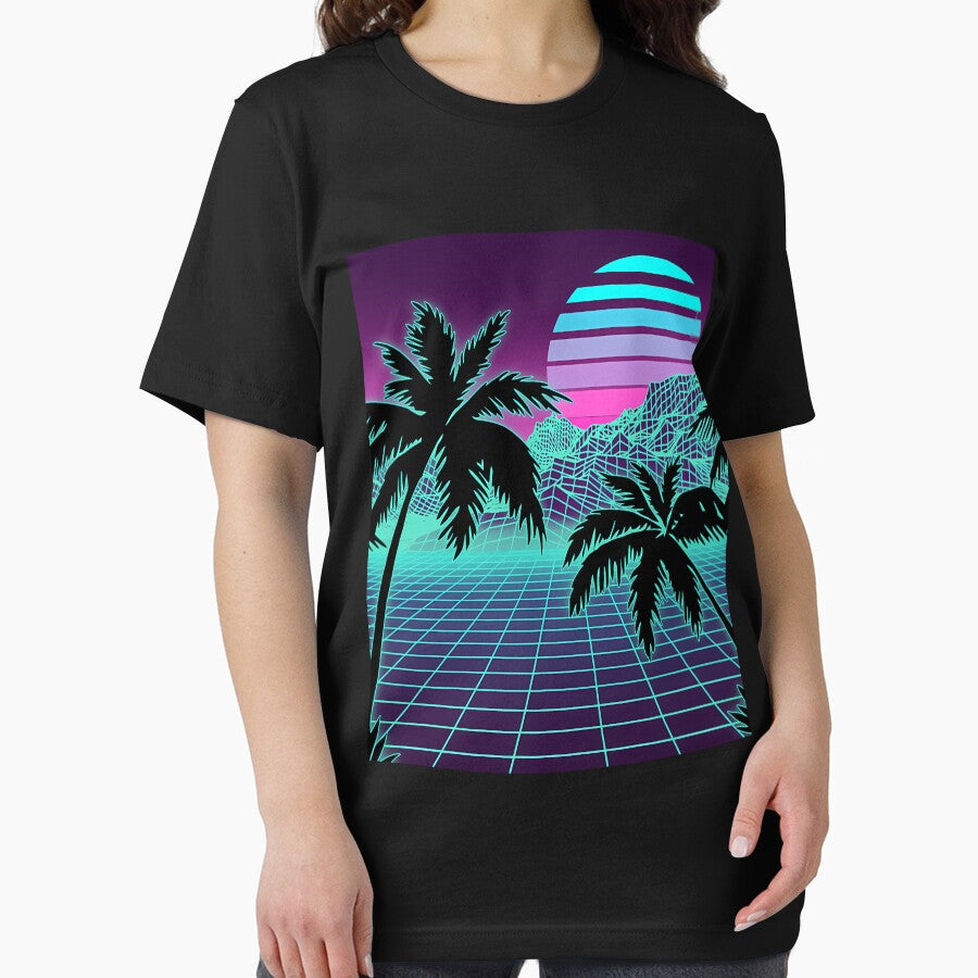 Retro 80S Vaporwave Sunset Sunrise With Outrun Style Grid Print by CarmenLemmons