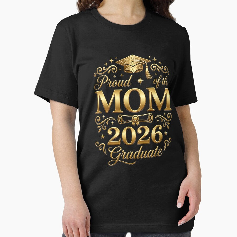Luxury Proud Mom of the 2026 Graduate Gold Typography Elegant Graduation Design by Verycutethings