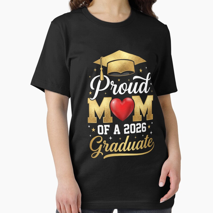 Proud Mom of a 2026 Graduate Gold Heart Shirt by SofenArt