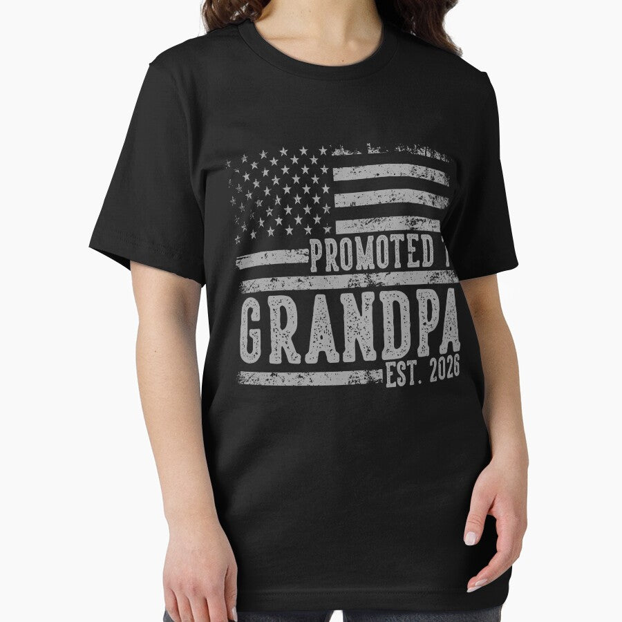 Promoted to Grandpa Est. 2026 – Vintage USA Flag New Grandpa Gift for Father, Dad, Grandpa-to-Be by TheVogueVibes