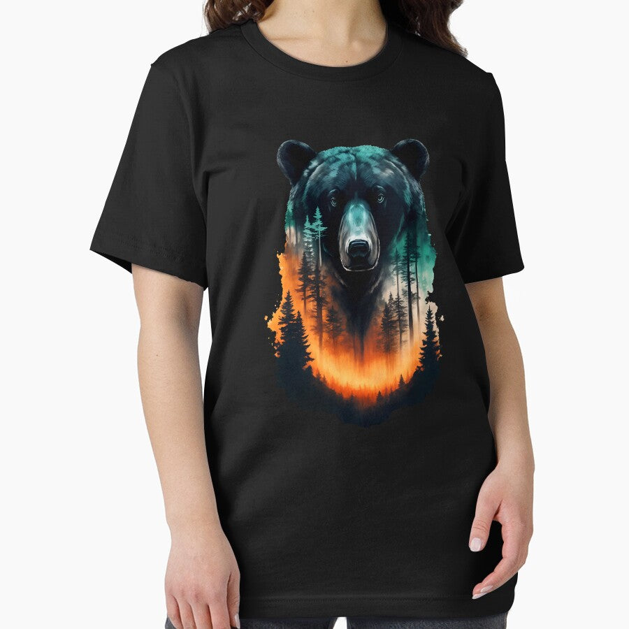 Preserve and protect bears and nature, Double exposure of bear silhouette and sunset trees forest, Save the wilderness environment and protect from forest fire concepts by Andrey-Myagkov