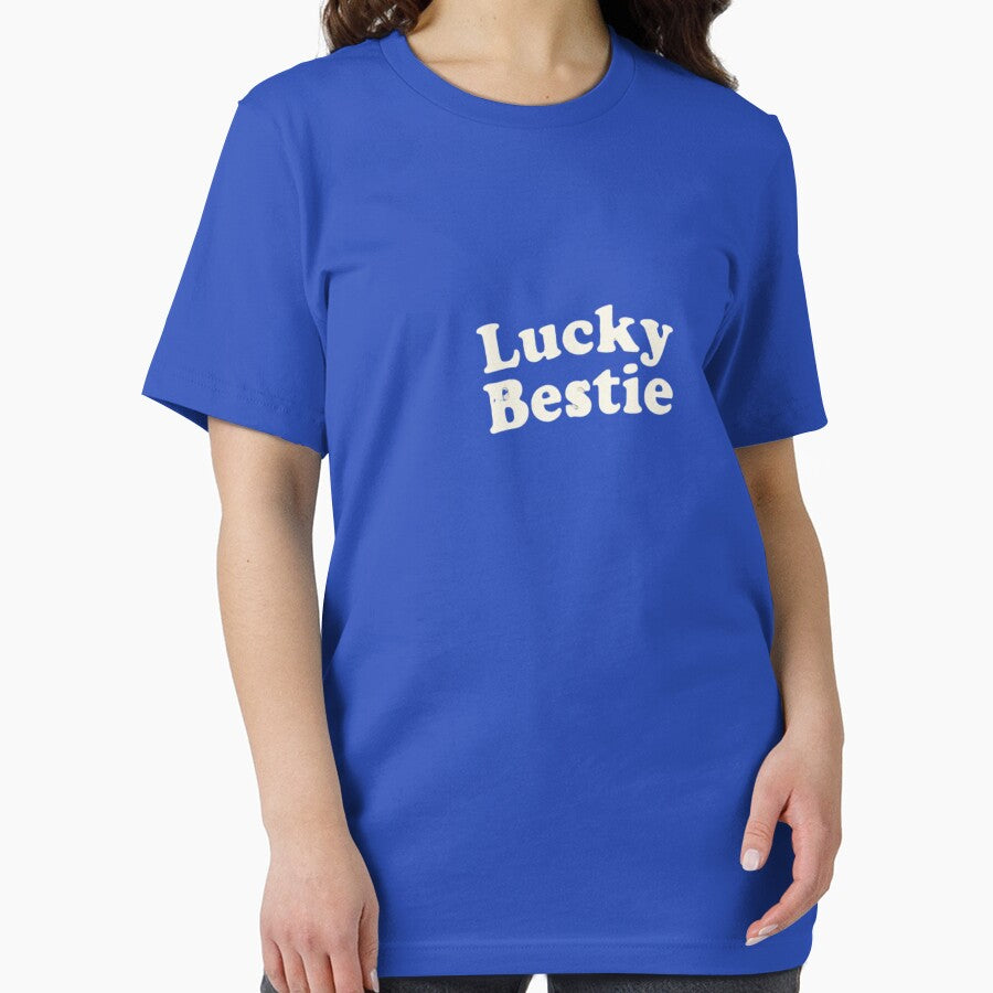 Lucky Bestie Minimalist Cream Text Aesthetic by Lirendesigns